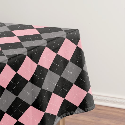 Retro Pink Black Gray Raute Tischdecke (Beispiel)