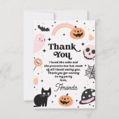 Retro Pink Black Halloween Geburtstag Dankeskarte (Vorderseite)