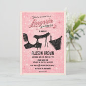 Retro Pink Black Lingerie Shower Bachelorette  Einladung (Stehend Vorderseite)