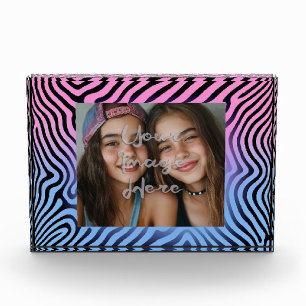 Retro Pink Blauer Gradient Zebra Strip Foto Rahmen