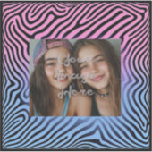 Retro Pink Blauer Gradient Zebra Strip Foto Rahmen Aufkleber (Vorderseite)