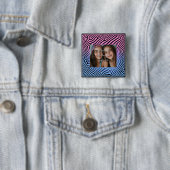 Retro Pink Blauer Gradient Zebra Strip Foto Rahmen Button (Beispiel)