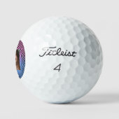 Retro Pink Blauer Gradient Zebra Strip Foto Rahmen Golfball (Logo)