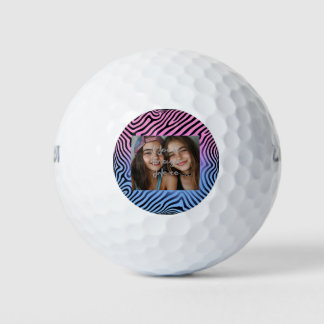 Retro Pink Blauer Gradient Zebra Strip Foto Rahmen Golfball