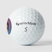 Retro Pink Blauer Gradient Zebra Strip Foto Rahmen Golfball (Logo)