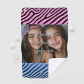 Retro Pink Blauer Gradient Zebra Strip Foto Rahmen Golfhandtuch (Insitu)