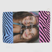 Retro Pink Blauer Gradient Zebra Strip Foto Rahmen Golfhandtuch (Horizontal)