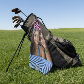 Retro Pink Blauer Gradient Zebra Strip Foto Rahmen Golfhandtuch (Gras)
