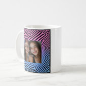 Retro Pink Blauer Gradient Zebra Strip Foto Rahmen Kaffeetasse (Vorderseite Links)