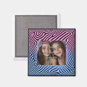 Retro Pink Blauer Gradient Zebra Strip Foto Rahmen Magnet (Vorderseite/Rückseite)