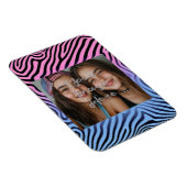 Retro Pink Blauer Gradient Zebra Strip Foto Rahmen Magnet (Rechte Seite)