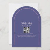 Retro Pink & Blue Arch Wedding Einladung + QR (Rückseite)