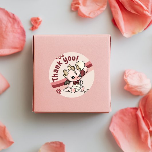 Retro Pink Blue Baby Dragon Danke Sticker