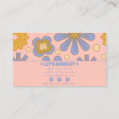 Retro Pink Blue Groovy Floral Boho Girly Trendy Visitenkarte (Rückseite)