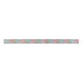 Retro Pink Blue tooled leather Satinband (Vorderseite)