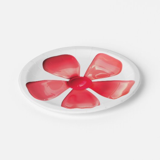 Retro Pink Blume Blumengarten Hochzeit Pappteller (Schrägansicht)