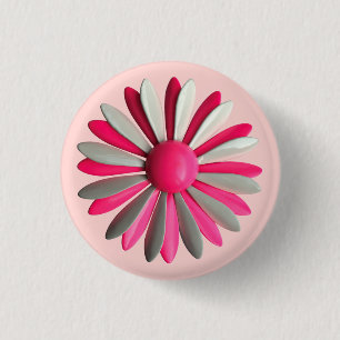 Retro PINK Blume - Bouquet Frühling Sommer Garten Button