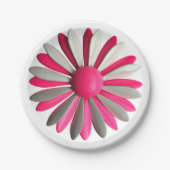 Retro Pink Blume Button Blumengarten Party Pappteller (Vorderseite)