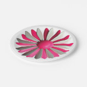Retro Pink Blume Button Blumengarten Party Pappteller (Schrägansicht)