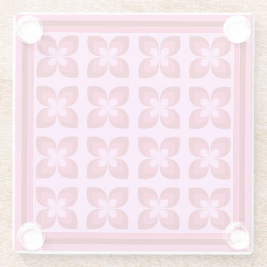 Retro Pink Blume Muster Beverage Glasuntersetzer (Rückseite)