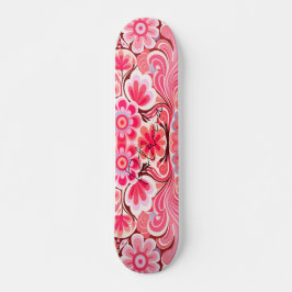 Retro Pink Blume Wasserfarben Girl Skateboard