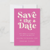 Retro Pink Boho Einfache Save the Date-Karte Date (Vorderseite)