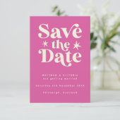 Retro Pink Boho Einfache Save the Date-Karte Date (Stehend Vorderseite)