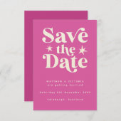 Retro Pink Boho Einfache Save the Date-Karte Save The Date (Vorne/Hinten)
