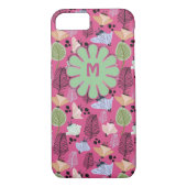 Retro Pink Botanische Blume Monogramm Case-Mate iPhone Hülle (Rückseite)