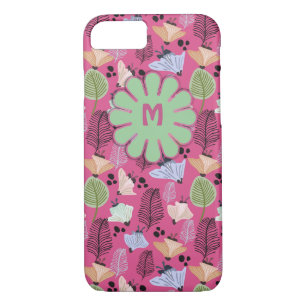 Retro Pink Botanische Blume Monogramm Case-Mate iPhone Hülle