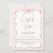 Retro Pink Bow Cafe Bebe Girl Coffee Baby Shower Einladung (Vorderseite)
