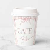 Retro Pink Bow Cafe Bebe Girl Coffee Baby Shower Pappbecher (Rückseite)