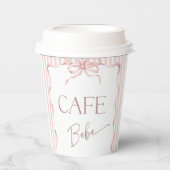 Retro Pink Bow Cafe Bebe Girl Coffee Baby Shower Pappbecher (Vorderseite)