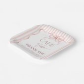 Retro Pink Bow Cafe Bebe Girl Coffee Baby Shower Pappteller (Gewinkelt)