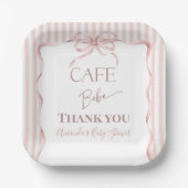 Retro Pink Bow Cafe Bebe Girl Coffee Baby Shower Pappteller (Vorderseite)