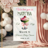 Retro Pink Bow Liebe Ihr Matcha Baby Dusche Willko Poster