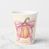 Retro Pink Bow Pumpkin Baby Dusche Pappbecher (Rückseite)