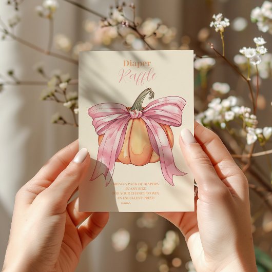 Retro Pink Bow Pumpkin Baby Dusche Windelwanne Begleitkarte