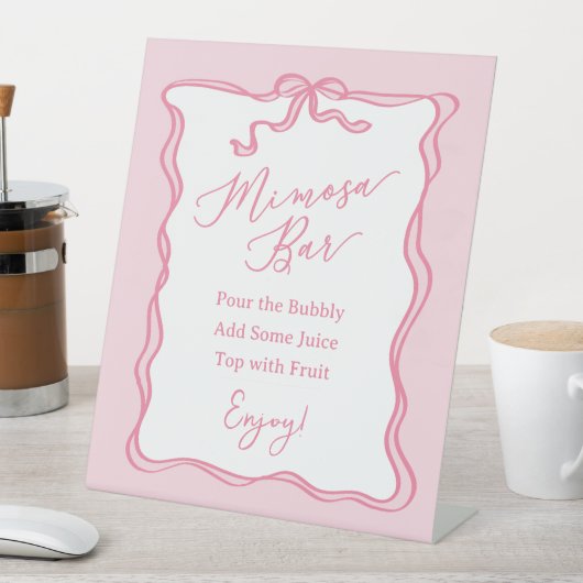 Retro Pink Bow Sie bindet den Knoten Mimosa Bar Sockelschild (In Situ)