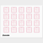 Retro Pink Bow Sie bindet den Knoten Quadratischer Aufkleber (Blatt)