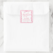 Retro Pink Bow Sie bindet den Knoten Quadratischer Aufkleber (Tasche)
