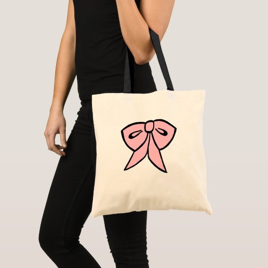 Retro Pink Bow Tote Bag Tragetasche (Vorderseite (Produkt))