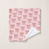 Retro Pink Bows Bathroom Towel Set (Waschlappen)