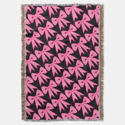 Retro Pink Bows Throw Blanket Geschenk Decke (Vorderseite Vertikal)