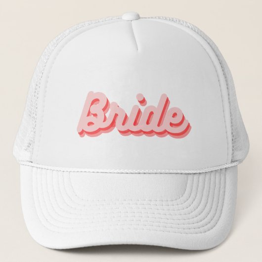 Retro Pink Bride Trucker Hat Truckerkappe (Vorderseite)