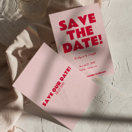 Retro Pink Bright Funky Bold Moderne einzigartige Save The Date