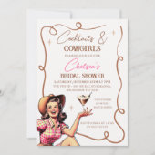 Retro Pink Brown Cocktails Cowgirls Brautparty Einladung (Vorderseite)