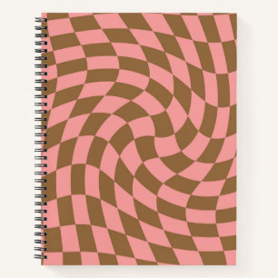 Retro Pink Brown Pastellfarben Verzierte Karos gep Notizblock