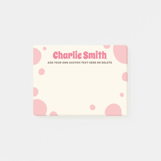 Retro pink bubblegum custom name post-it klebezettel (Vorderseite)