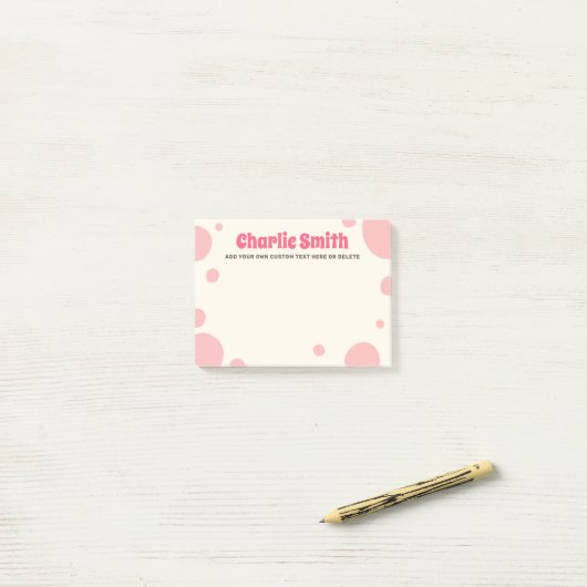 Retro pink bubblegum custom name post-it klebezettel (Auf Schreibtisch)